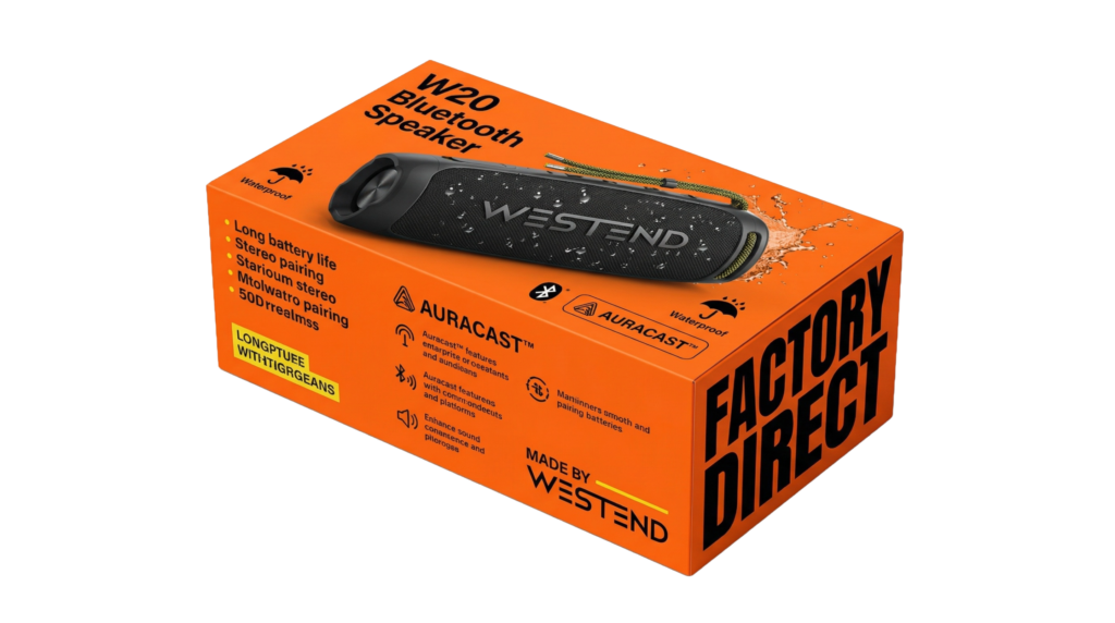 Westend W20 Bluetooth-kaiuttimen Factory Direct -pakkaus